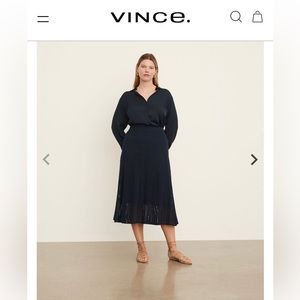 Vince navy midi crochet skirt with built-in liner.